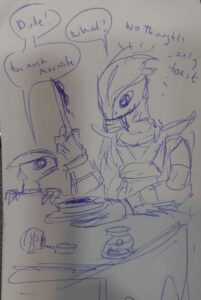 No thoughts, only toast. Litvir discovers marmite.