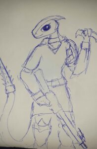 Kayess-Ksi, the Skyan house fighter, arena name Shadowbullet